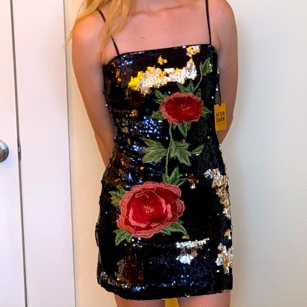 Black sequin mini dress
